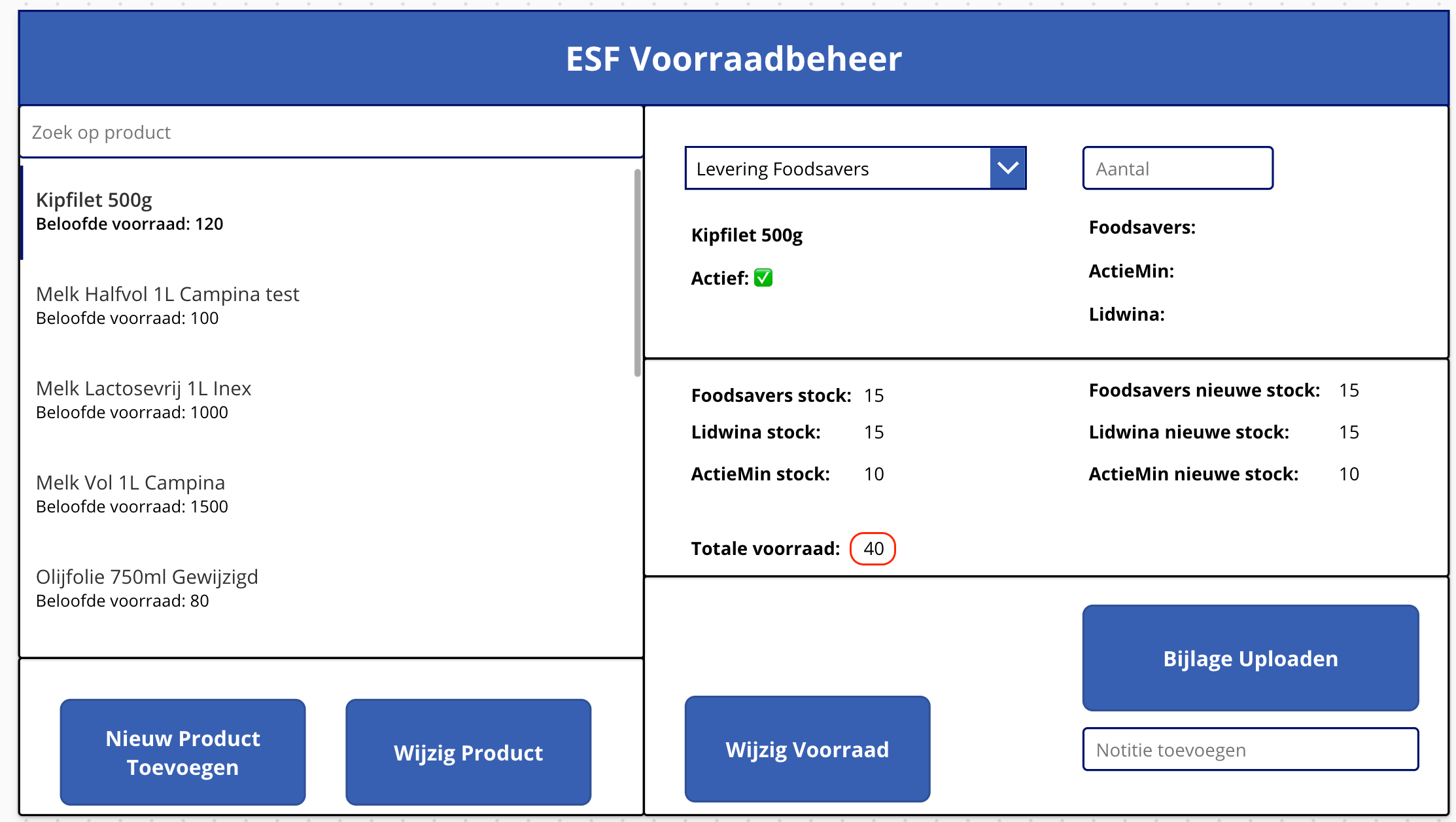 Power Apps stock management dashboard for the ActieMin project