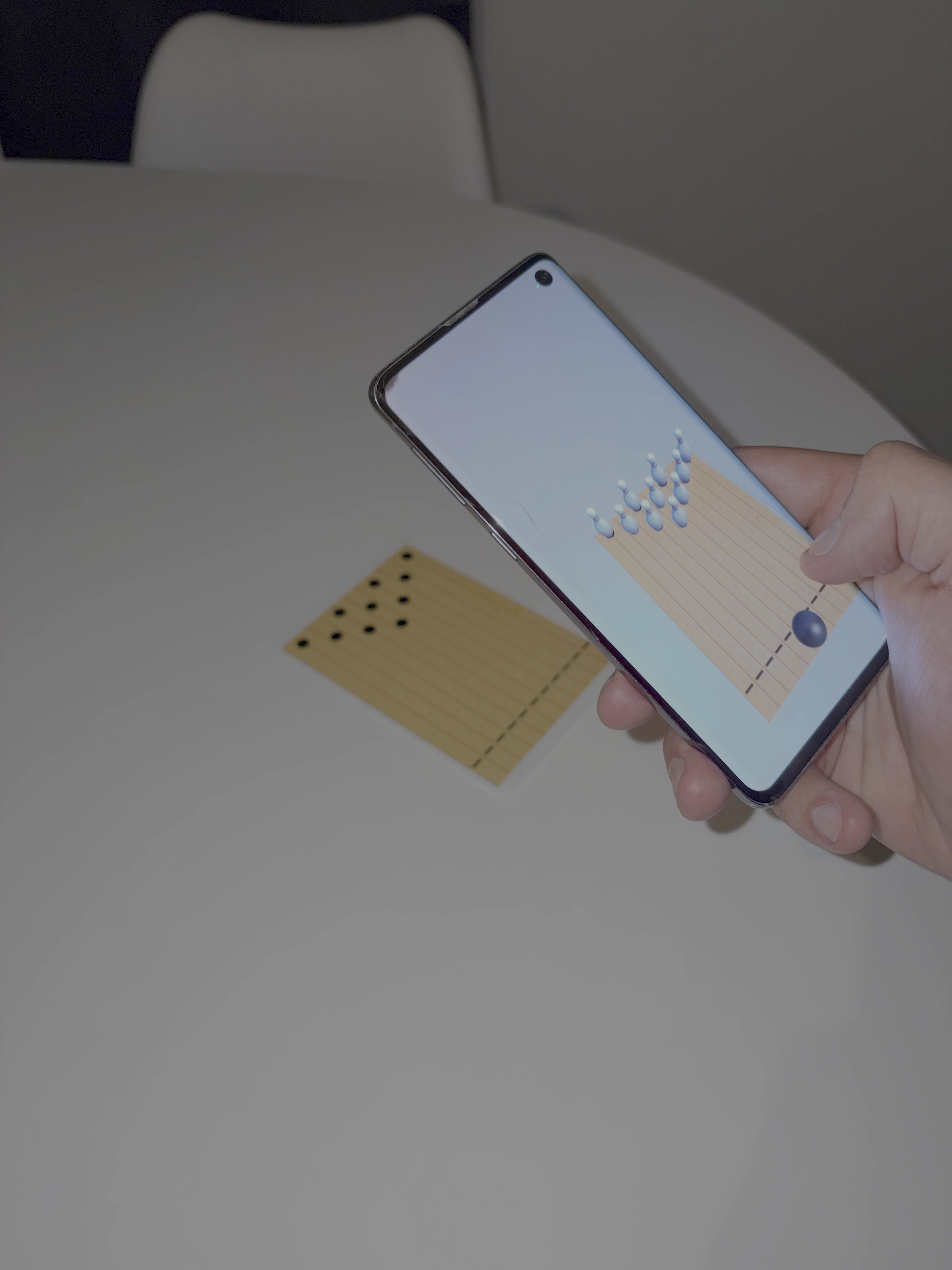 AR bowling game app in action