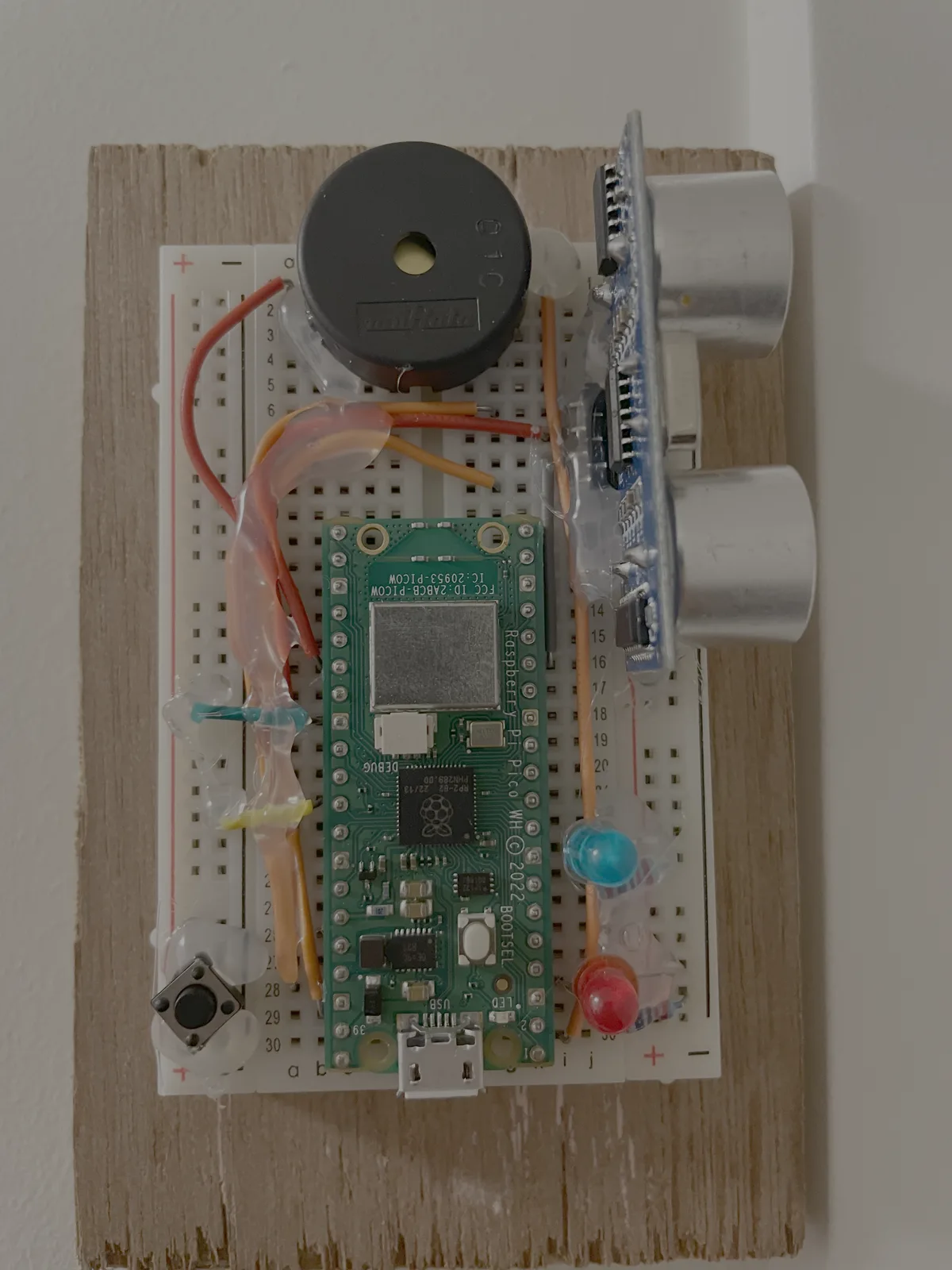 First Pico door alarm breadboard prototype